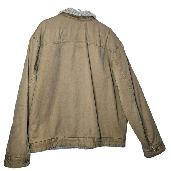 GAP Vintage 2002 XXL Sherpa-Lined Tan Canvas Jacket Button Closure Pockets Barn - Picture 2 of 15